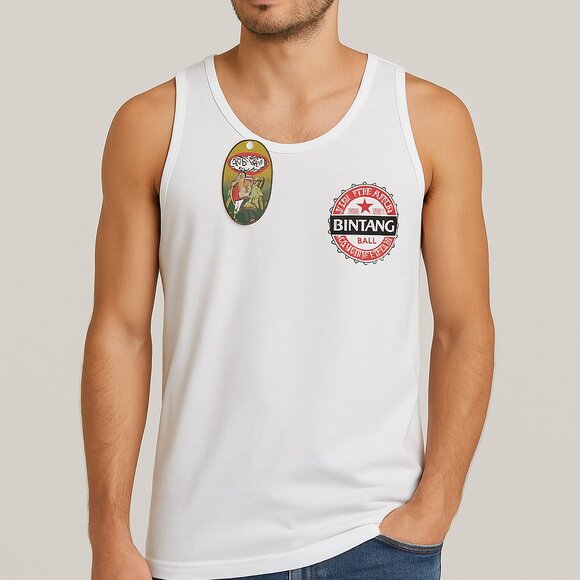 Krisna Bali Bintang Beer Tank Top Men’s L White Sleeveless Tee Indo Bar Graphic - Picture 1 of 8